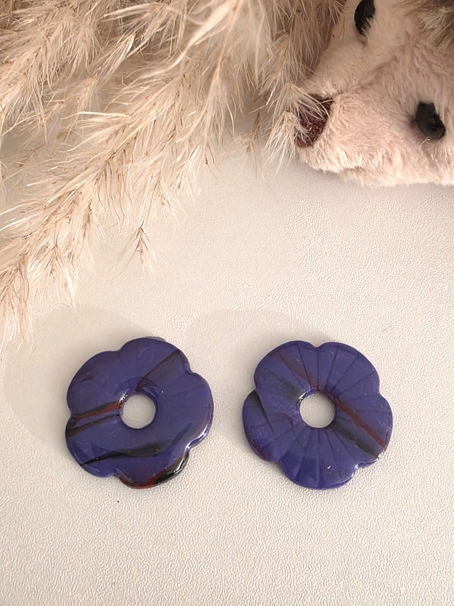 Pampilles en résine modèle Pauline- couleur violet zebré, la fabrique à pampilles