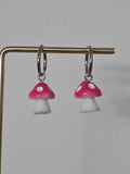 Boucles d oreilles creoles champignon rose