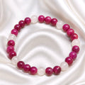 Bracelet perles rondes framboise-perles de lune
