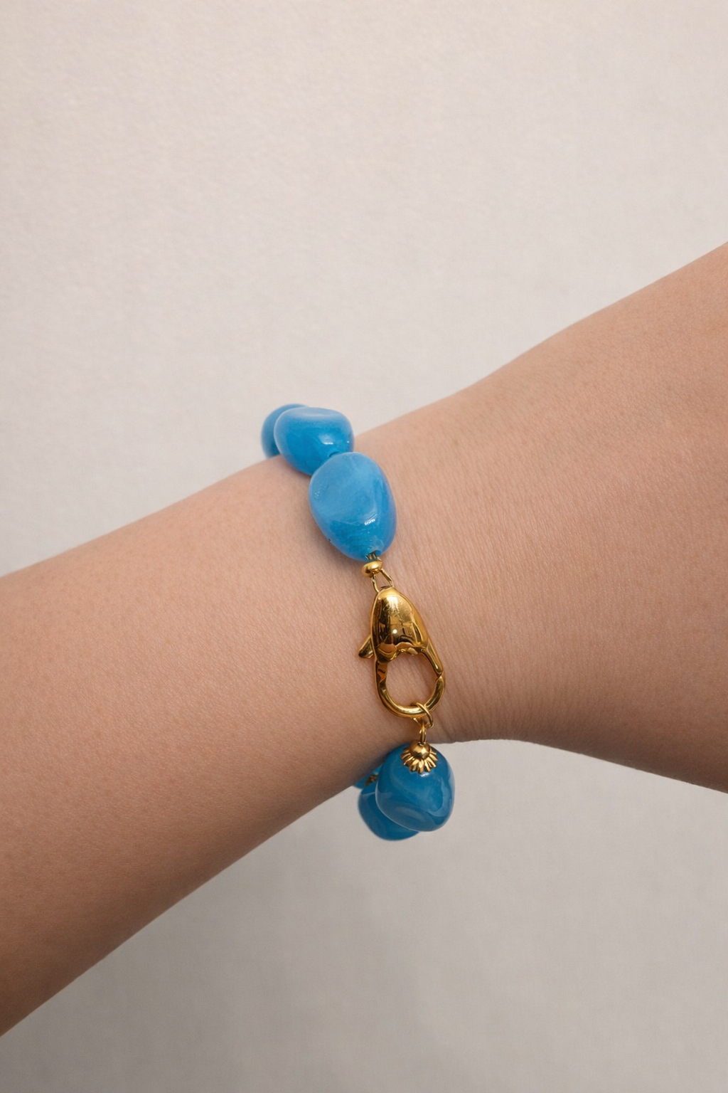 Bracelets perles ovales bleu