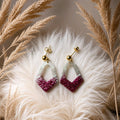 Boucles d'oreilles losange- Rose/blanc