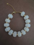 Bracelet grosses perles blanc marbré