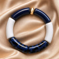 Bracelet maxi tubes bleu foncé/blanc