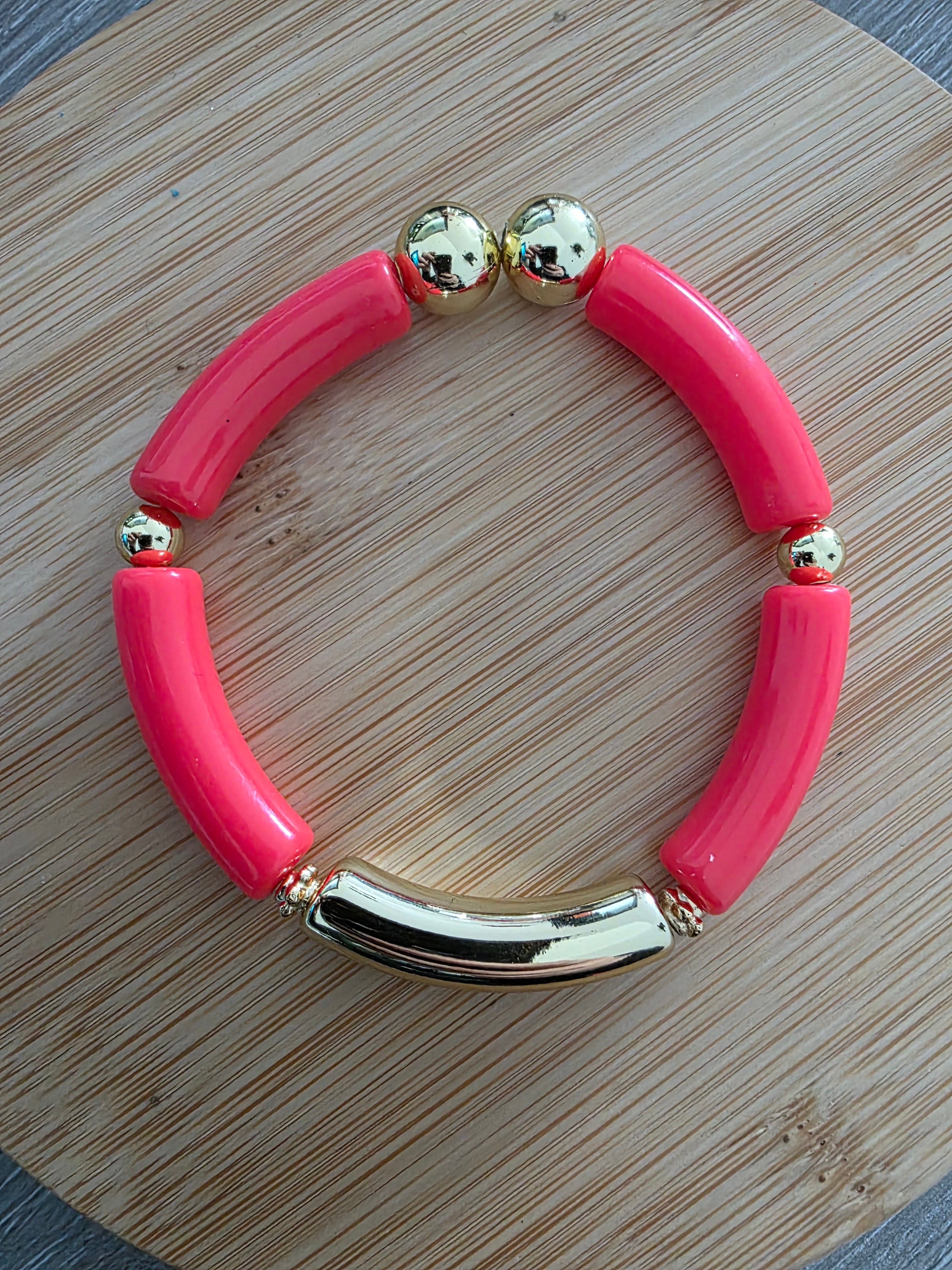 Bracelet tubes rose bonbon