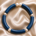 Bracelet tubes bleu mat