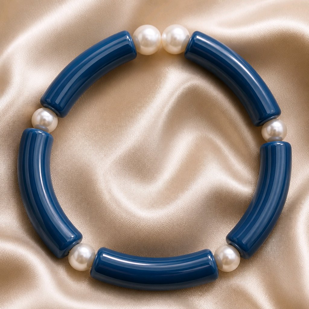 Bracelet tubes bleu mat