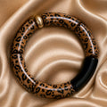 Bracelet maxi tubes leopard/noir