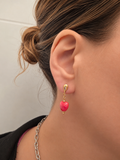 Boucle d'oreille cœur en céramique rose
