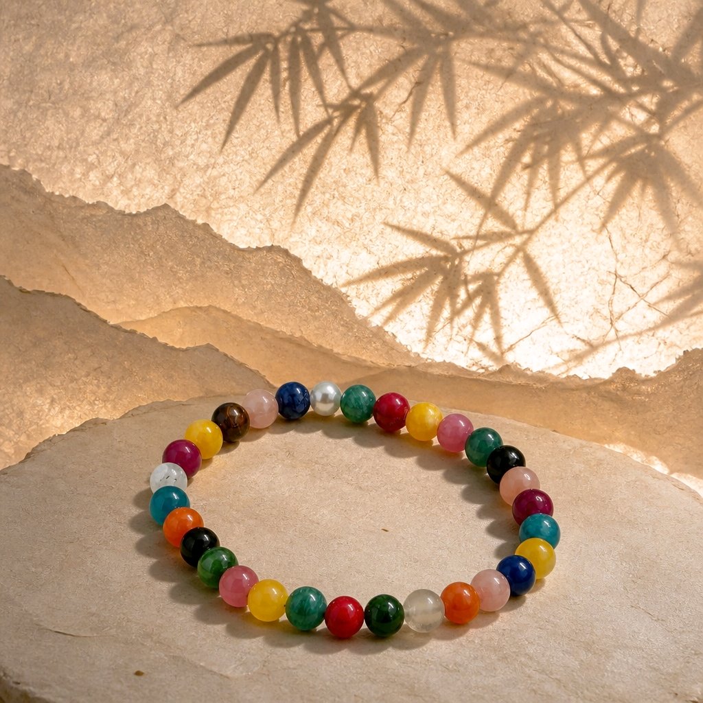 Bracelet perles rondes arc en ciel