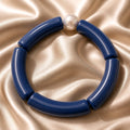 Bracelet tubes bleu mat