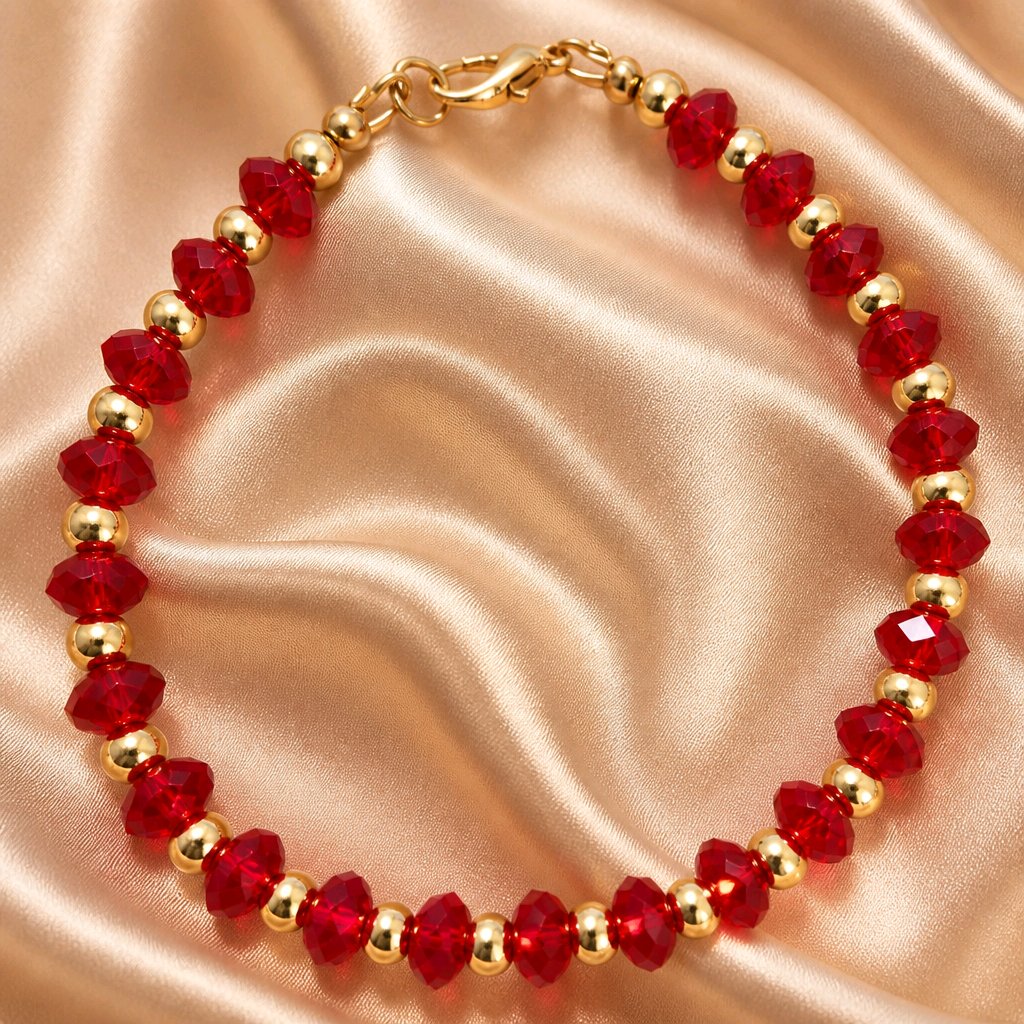 Bracelet en perles cristal rouge