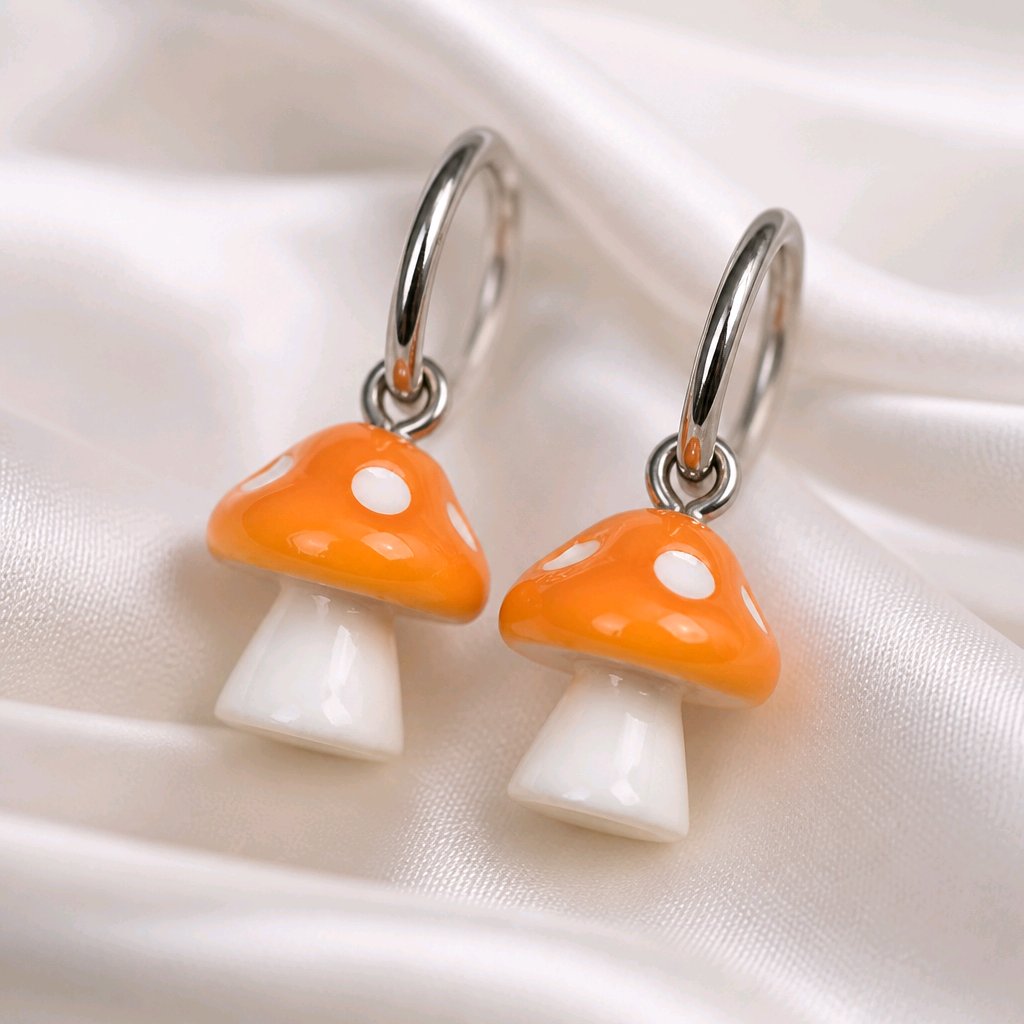 Boucles d oreilles creoles champignons orange