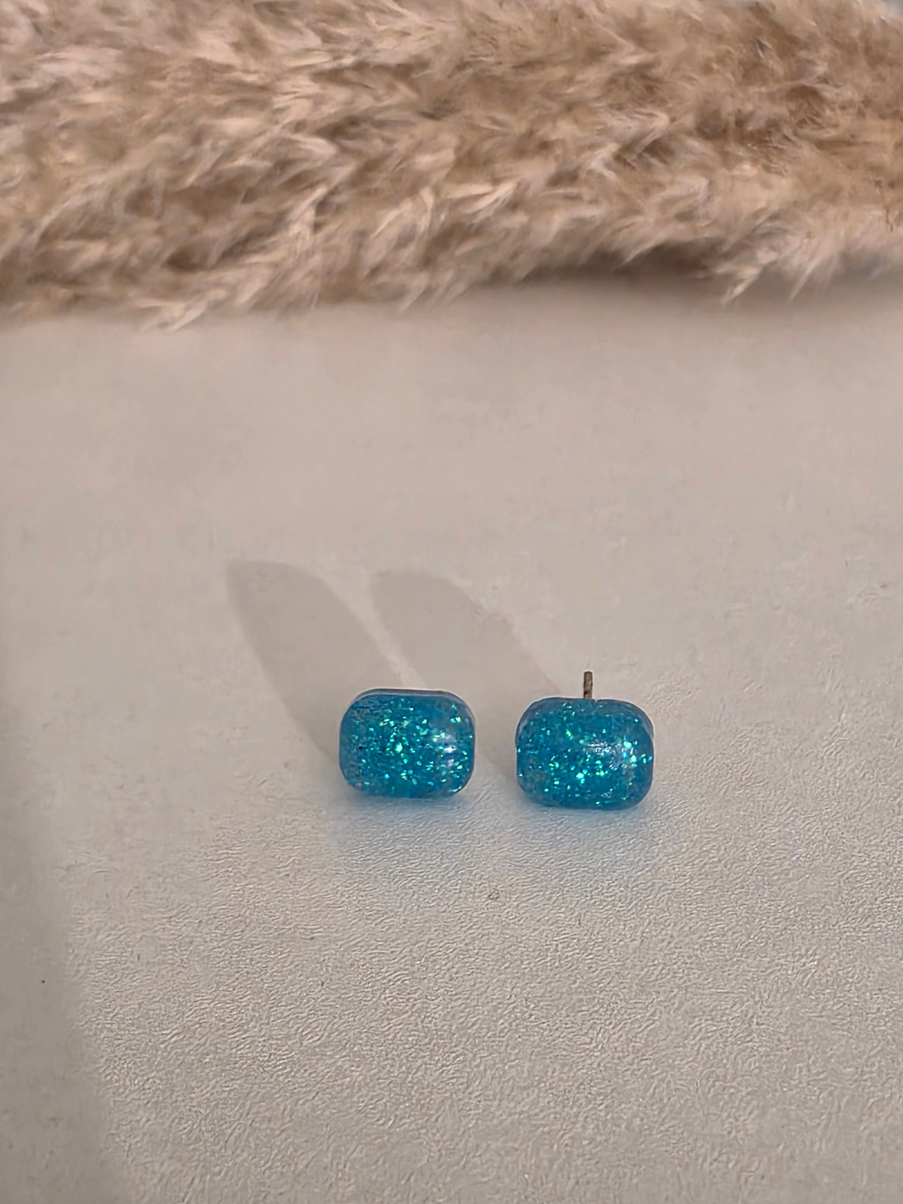 Puces d oreilles rectangle bleu clair