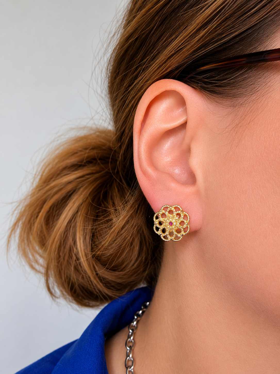 Clous d oreilles rosace doré