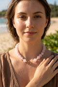 Collier grosses perles rose marbré