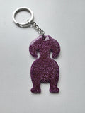 Porte clés chien - violet pailleté