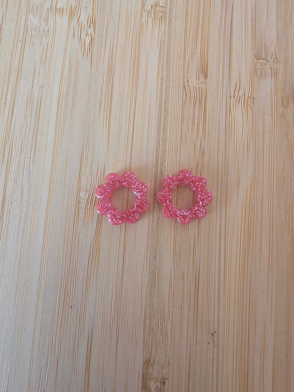 Pampilles en résine Elisa - Rose pailleté