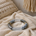 Bracelet maxi tubes gris paillettes zebré