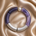 Bracelet maxi tubes violet/gris