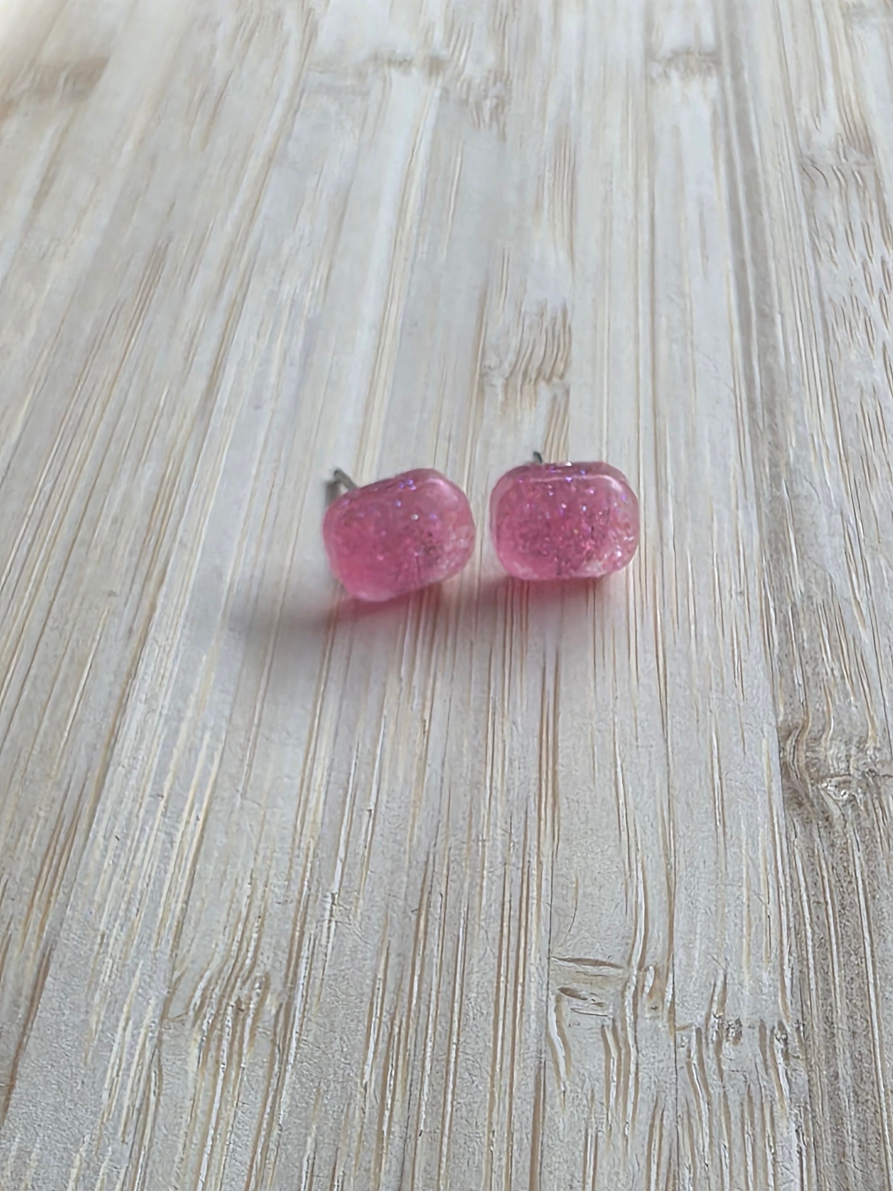Puces d oreilles rectangles-rose