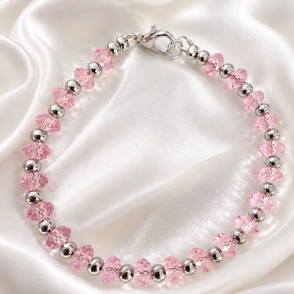 Bracelet en perles cristal rose