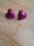 Puces d oreilles grand coeur fuchsia