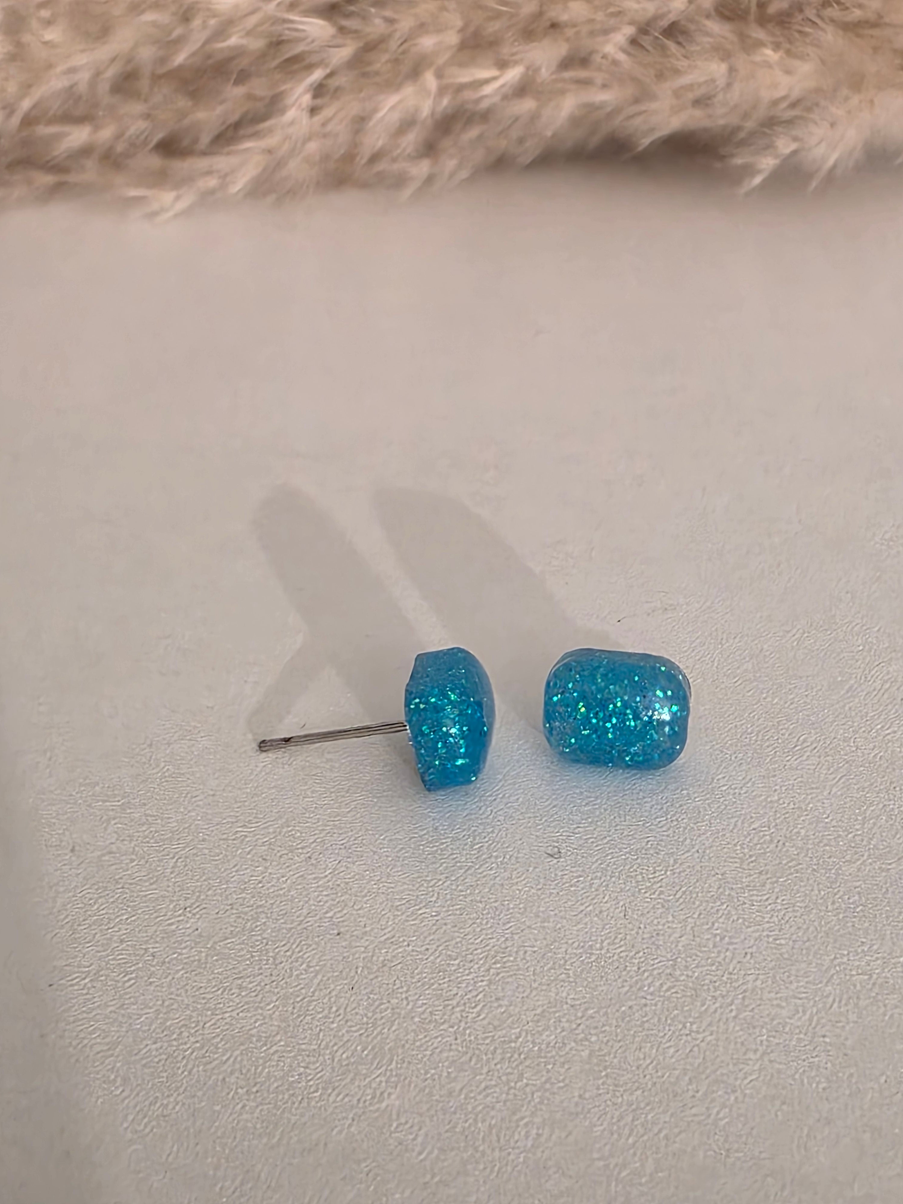 Puces d oreilles rectangle bleu clair