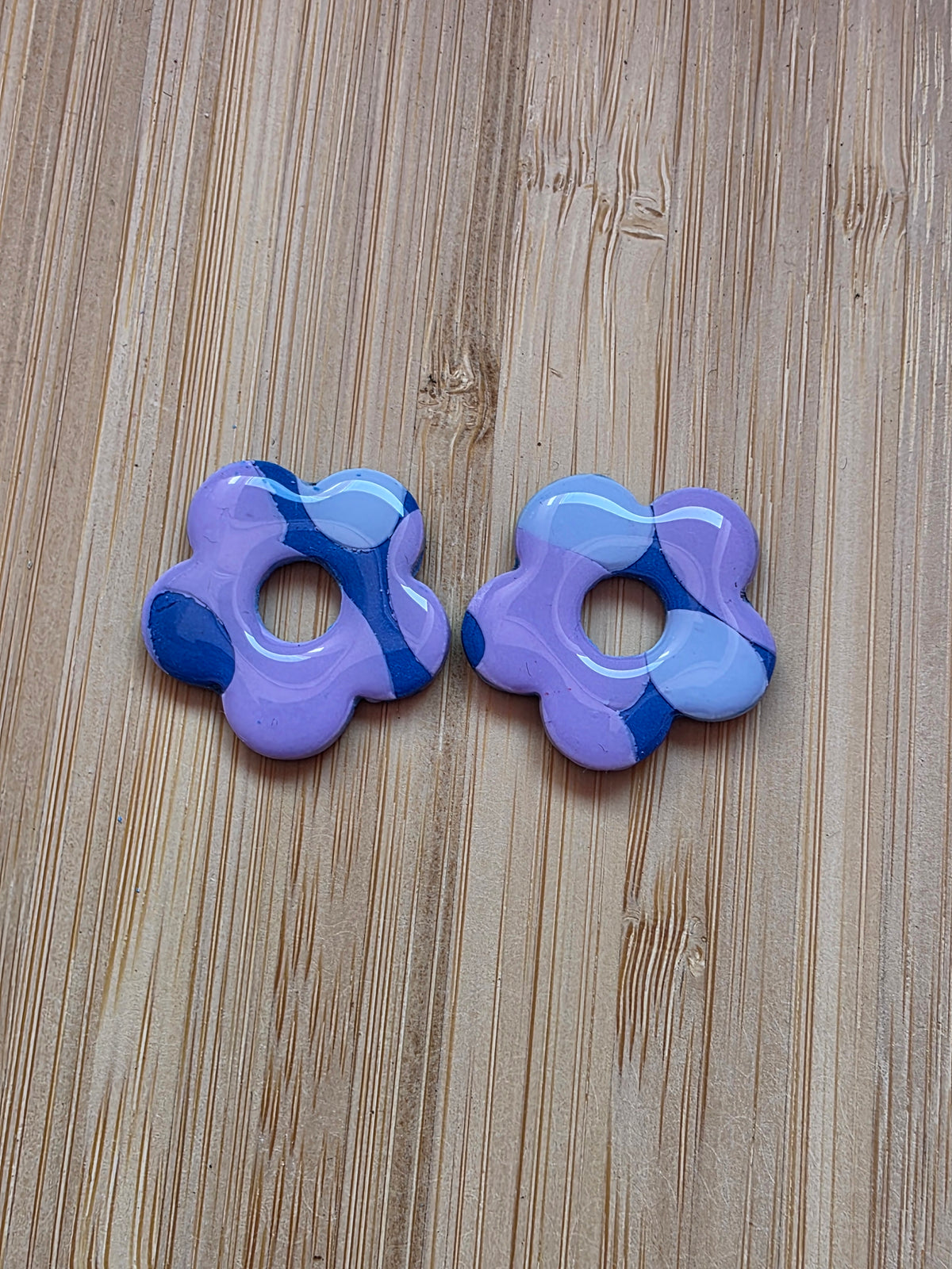 Pampilles en polymère bleues, blanches et roses - Modèle Mia