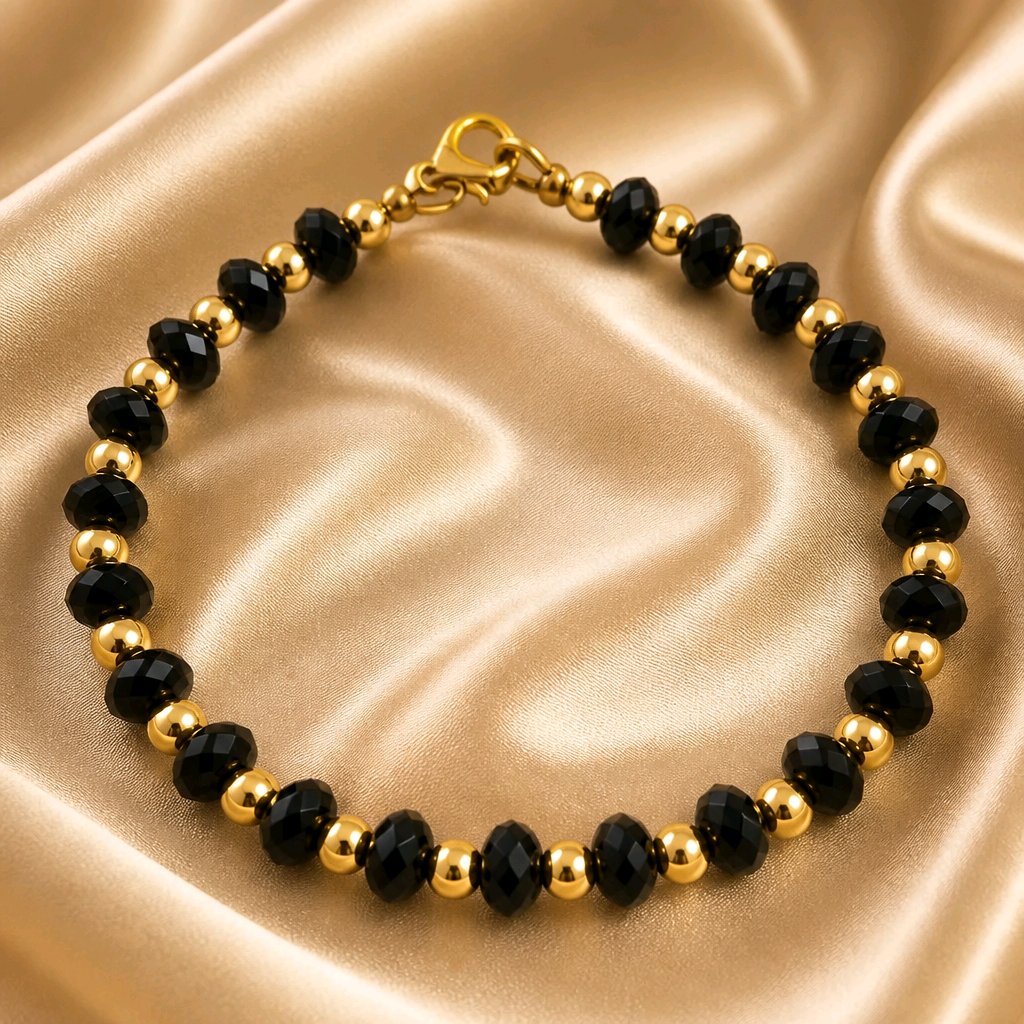 Bracelet en perles cristal noir