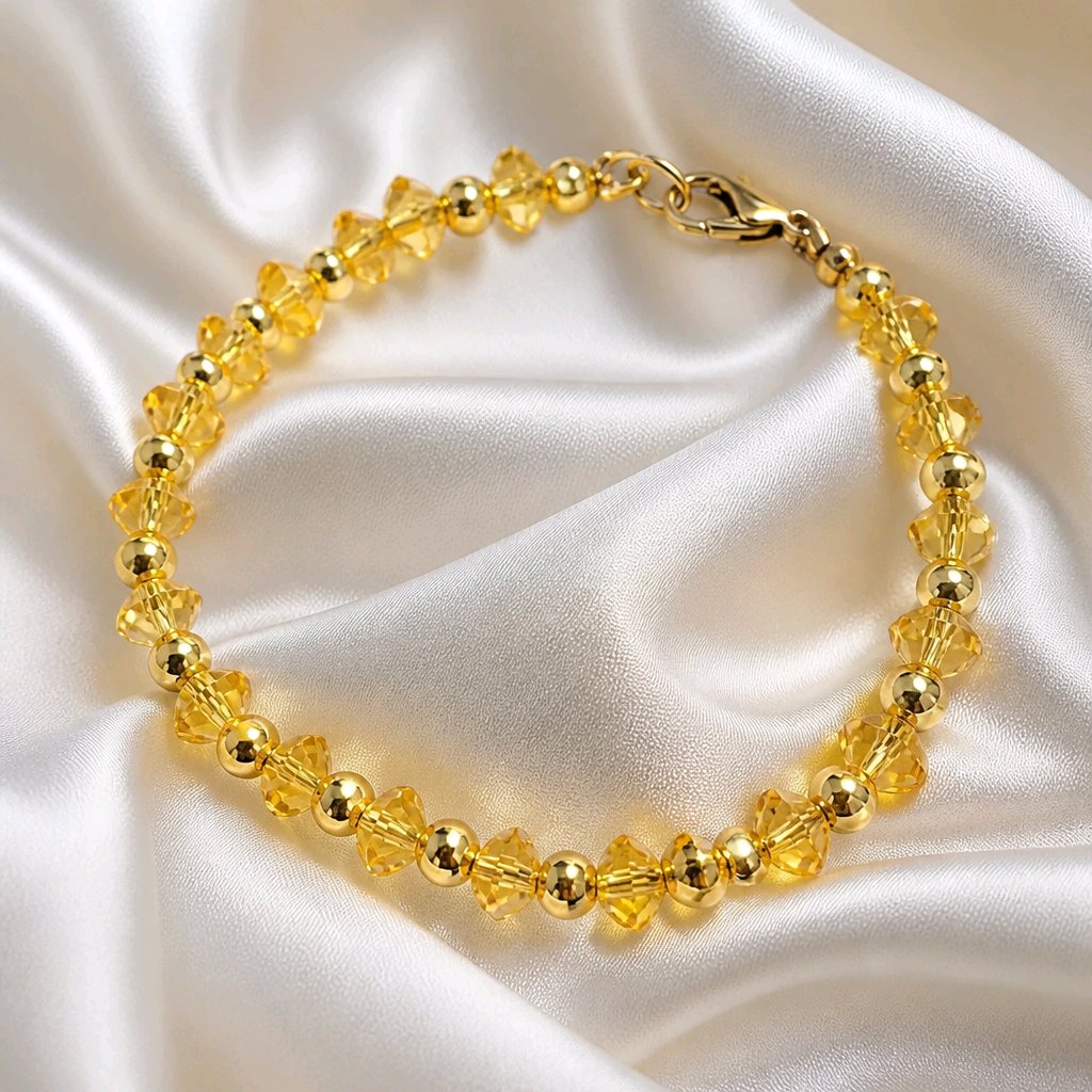 Bracelet en perles cristal jaune