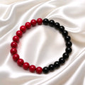 Bracelet perles rondes rouge et noir