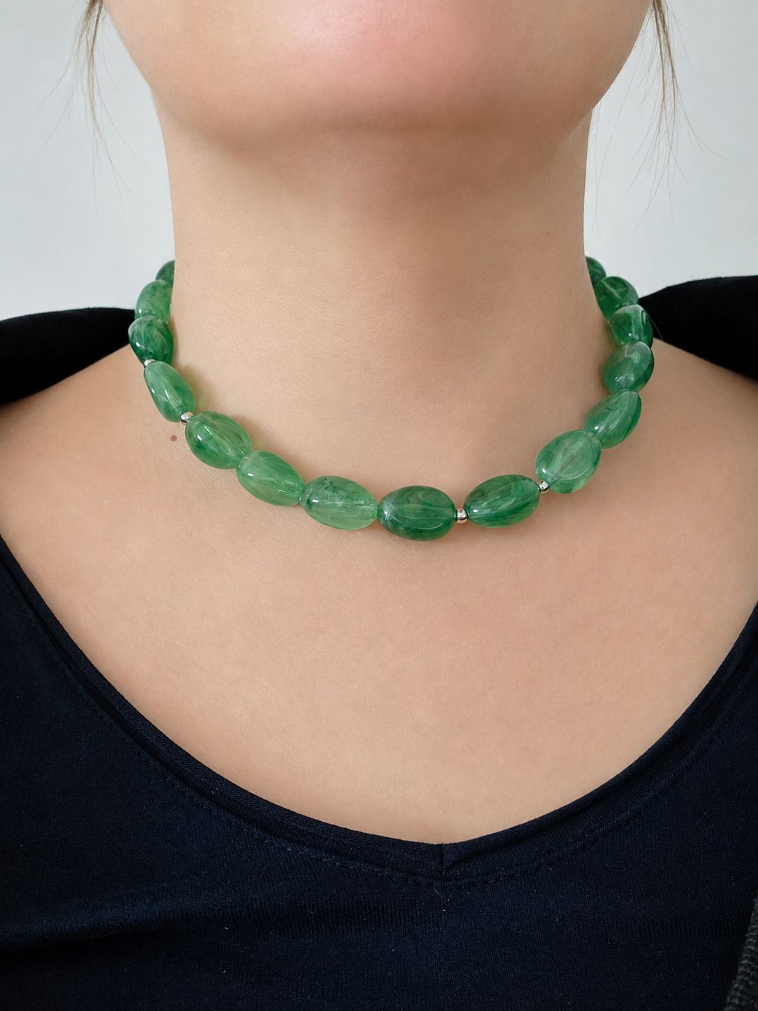 collier perles ovales (plusieurs coloris disponibles)