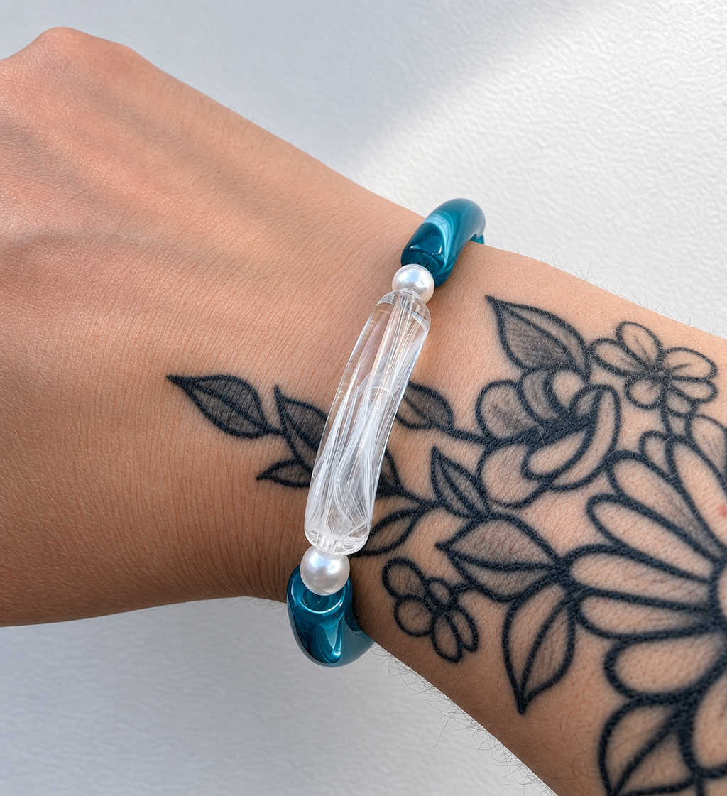 Bracelets tubes bleu marbré