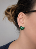 Puces d oreilles grand coeur -vert