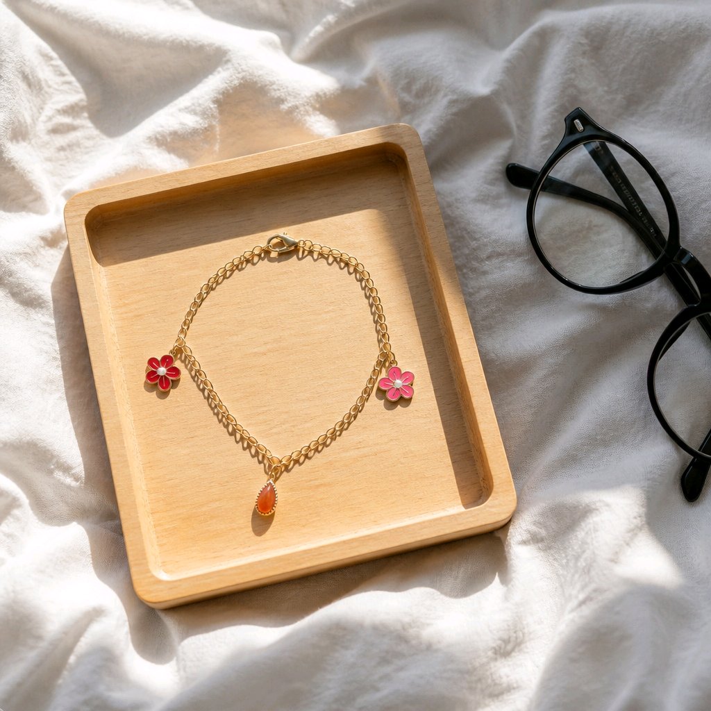 Bracelet breloques fleurs/goutte