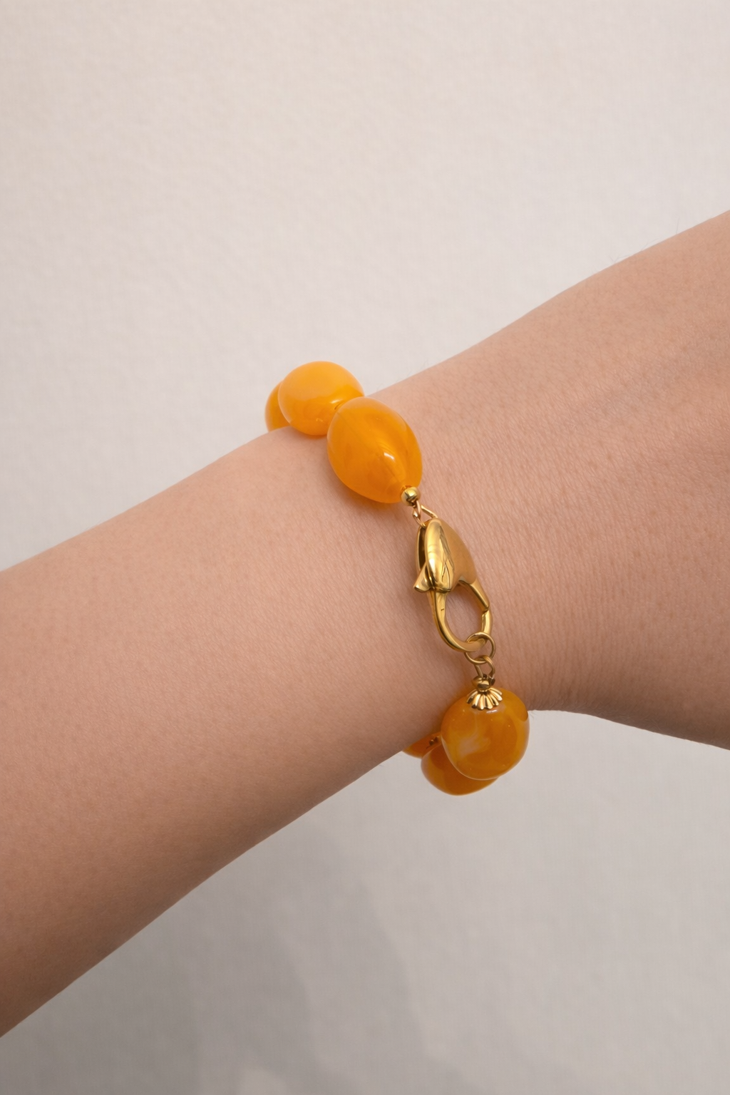 Bracelet perles ovales orange
