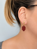 Pampille en résine nuage rouge pailleté - Petit modele