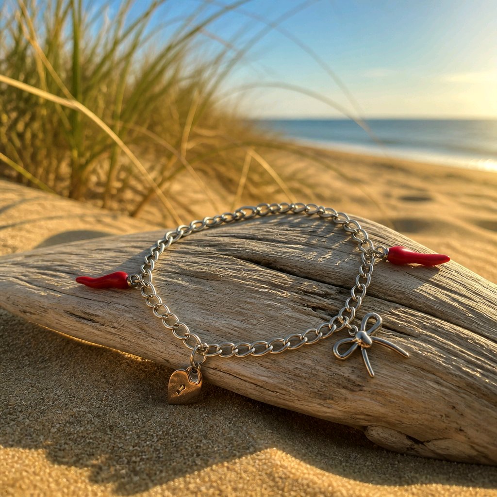 Bracelet a breloques piments rouges