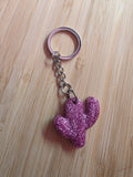 Porte cles cactus-rose pailletté