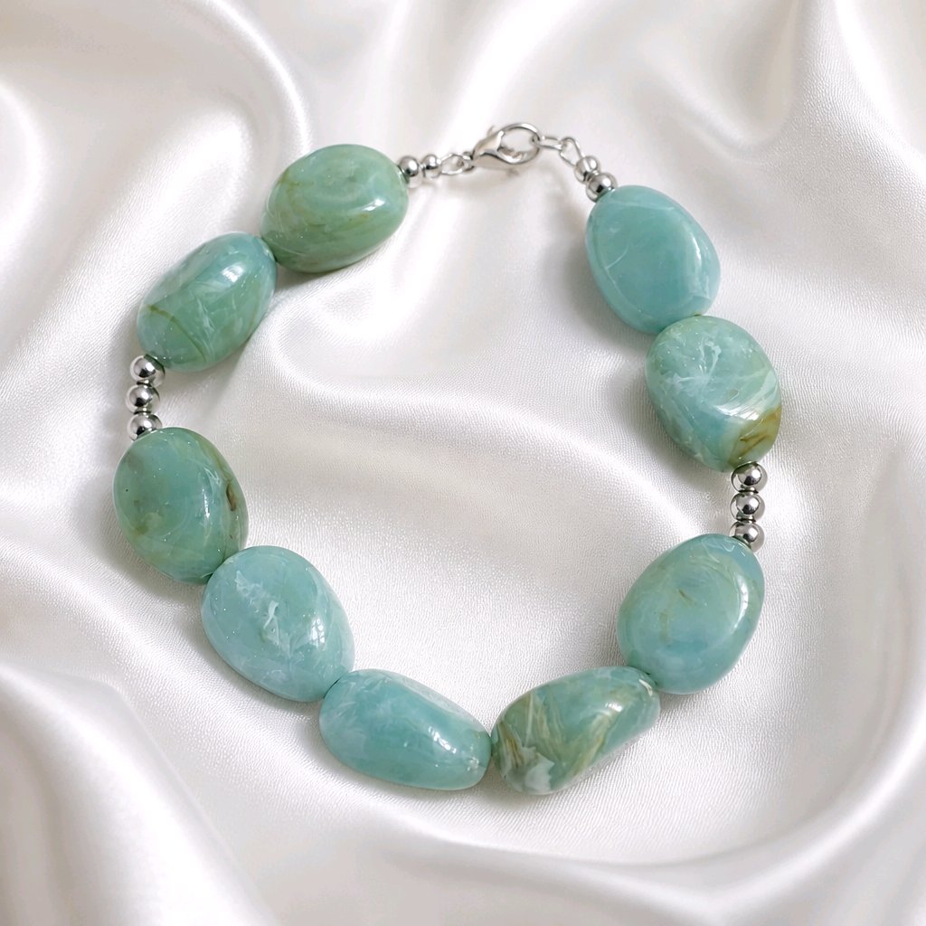 Bracelet perles ovales turquoise