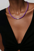 Collier mini perles mauve