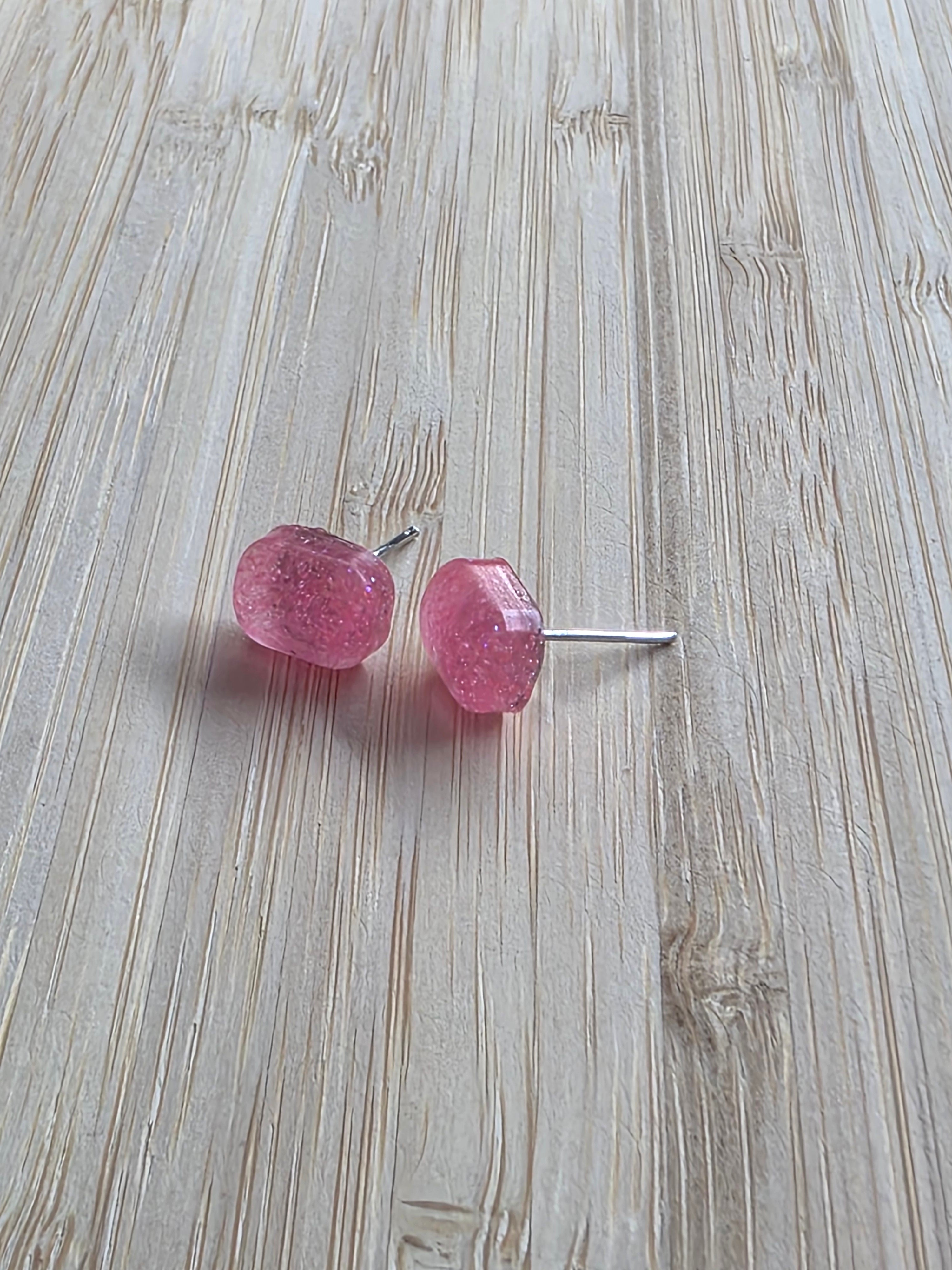 Puces d oreilles rectangles-rose