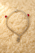 Bracelet breloques coeur/feuille