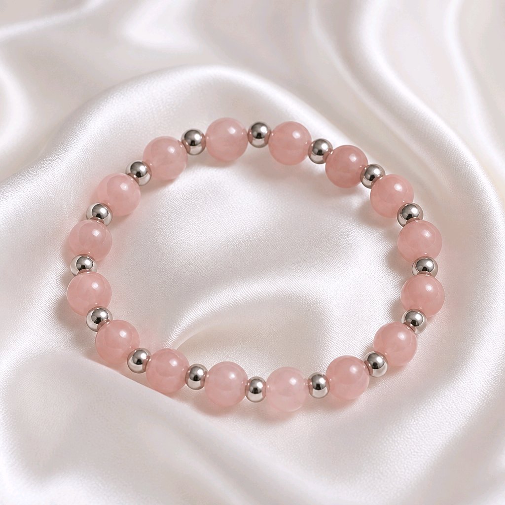 Bracelet perles rondes roses