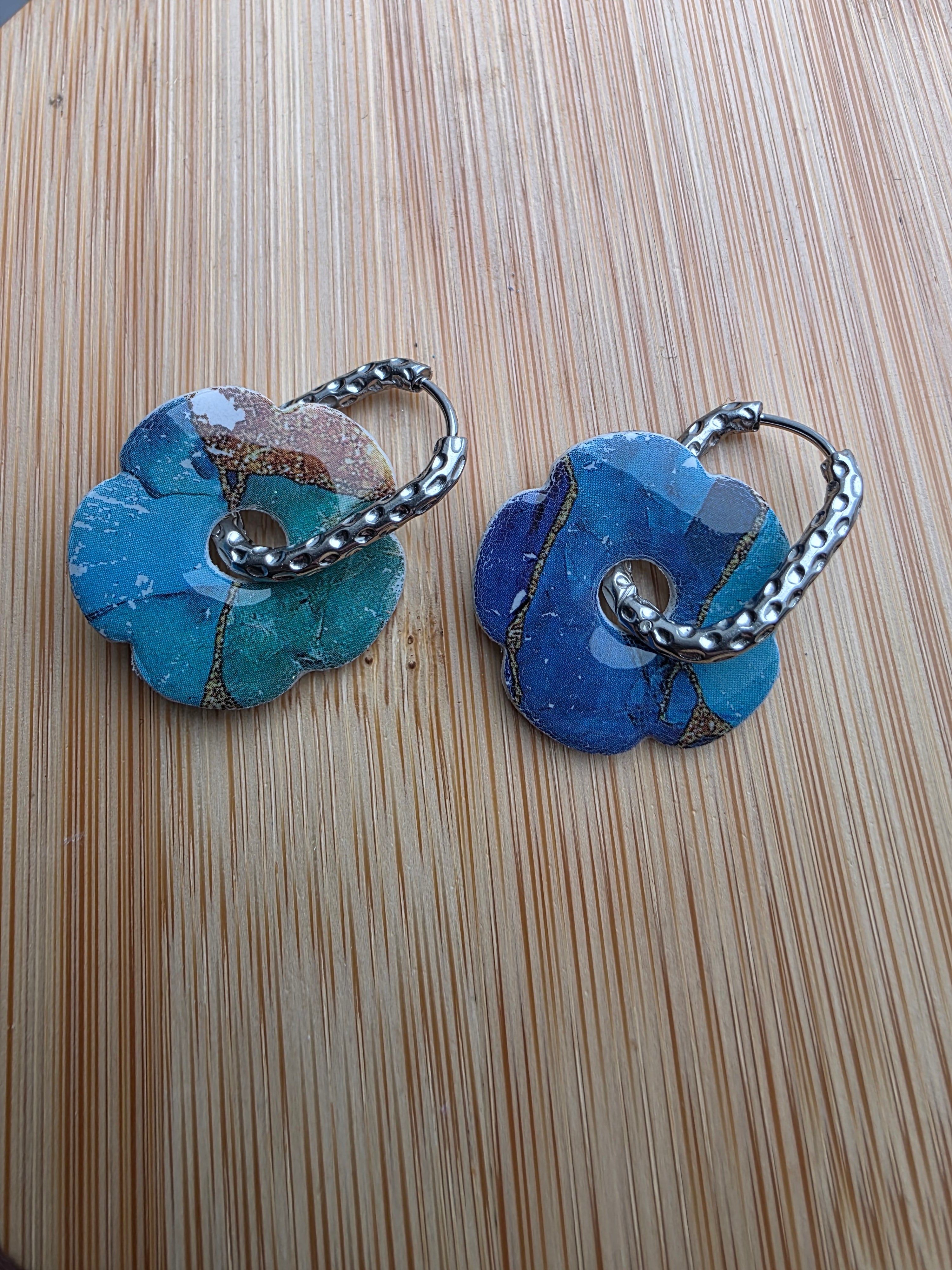 Boucles d'oreilles Fleur Pauline — avec decor (plusieurs décors disponibles)