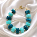Bracelet grosses perles duo de bleu