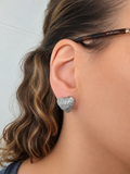 Puces d oreilles grand coeur - gris pailleté