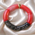 Bracelet maxi tubes rouge/pailleté noir