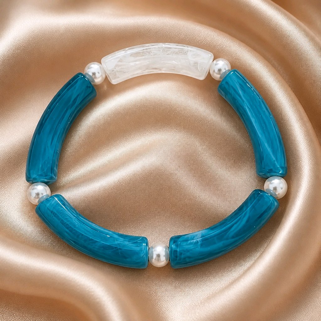 Bracelets tubes bleu marbré