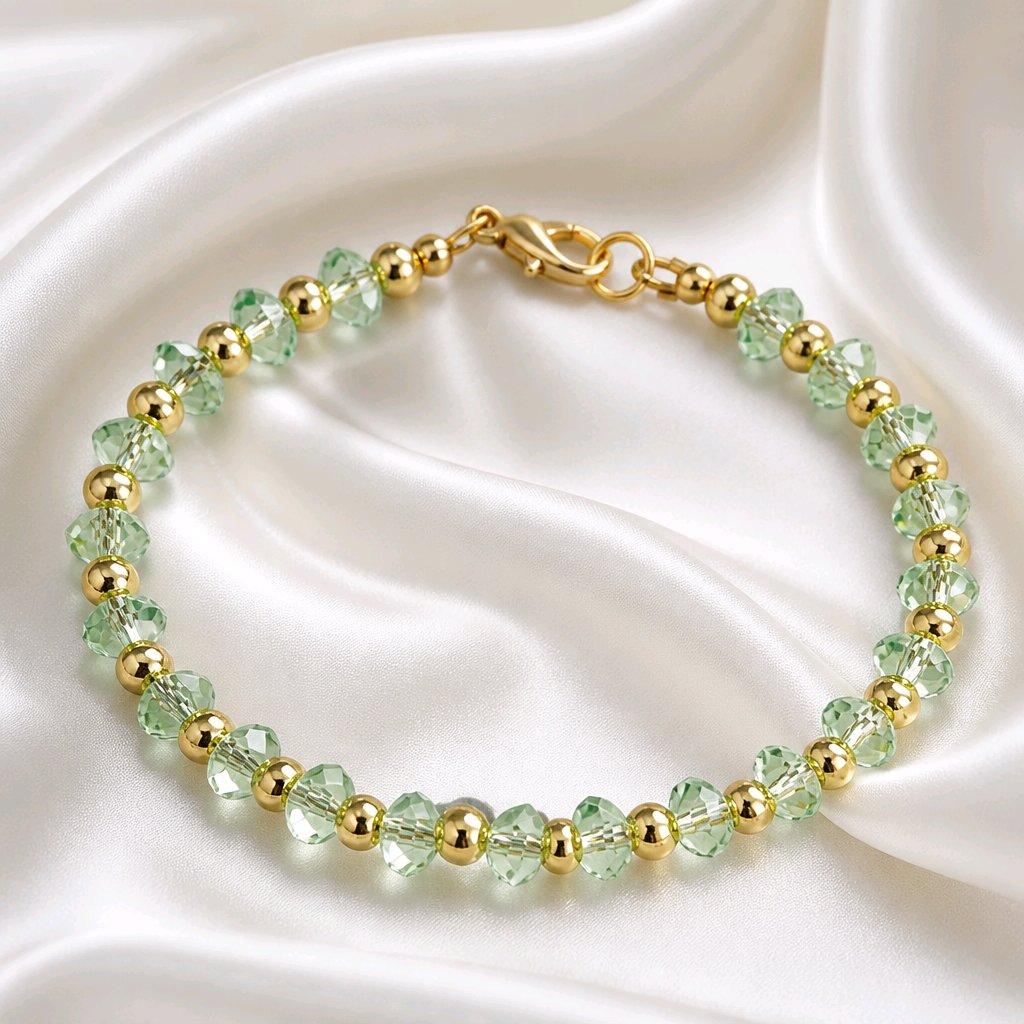 Bracelet en perles cristal vert pale